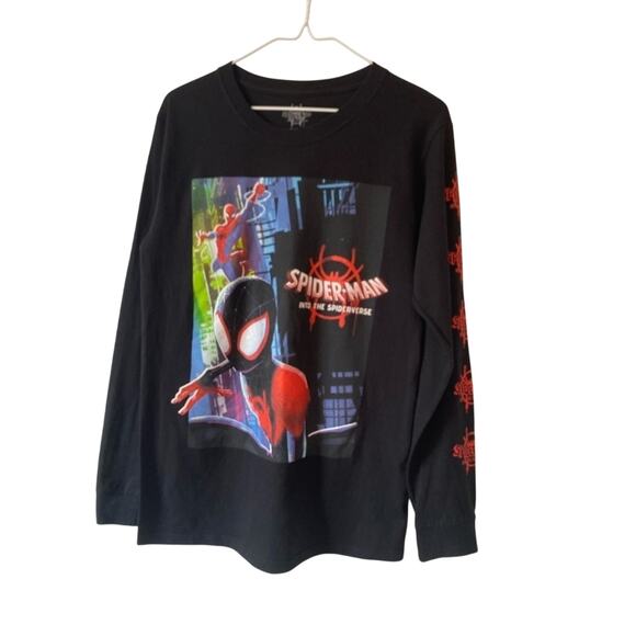 Spider-Man Into The Spiderverse Men's Sm Black Long Sleeve Graphic T-Shirt - Picture 2 of 8